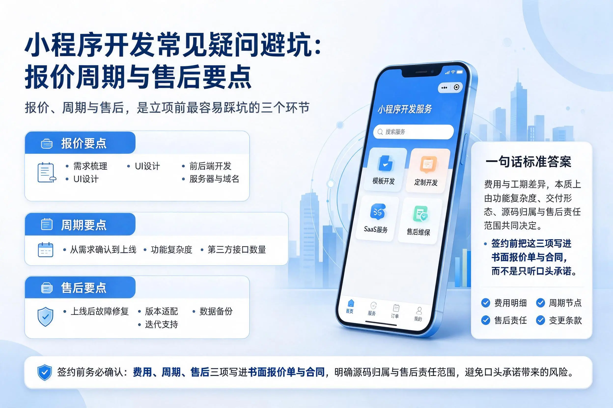重庆小程序开发常见疑问避坑:报价周期与售后要点