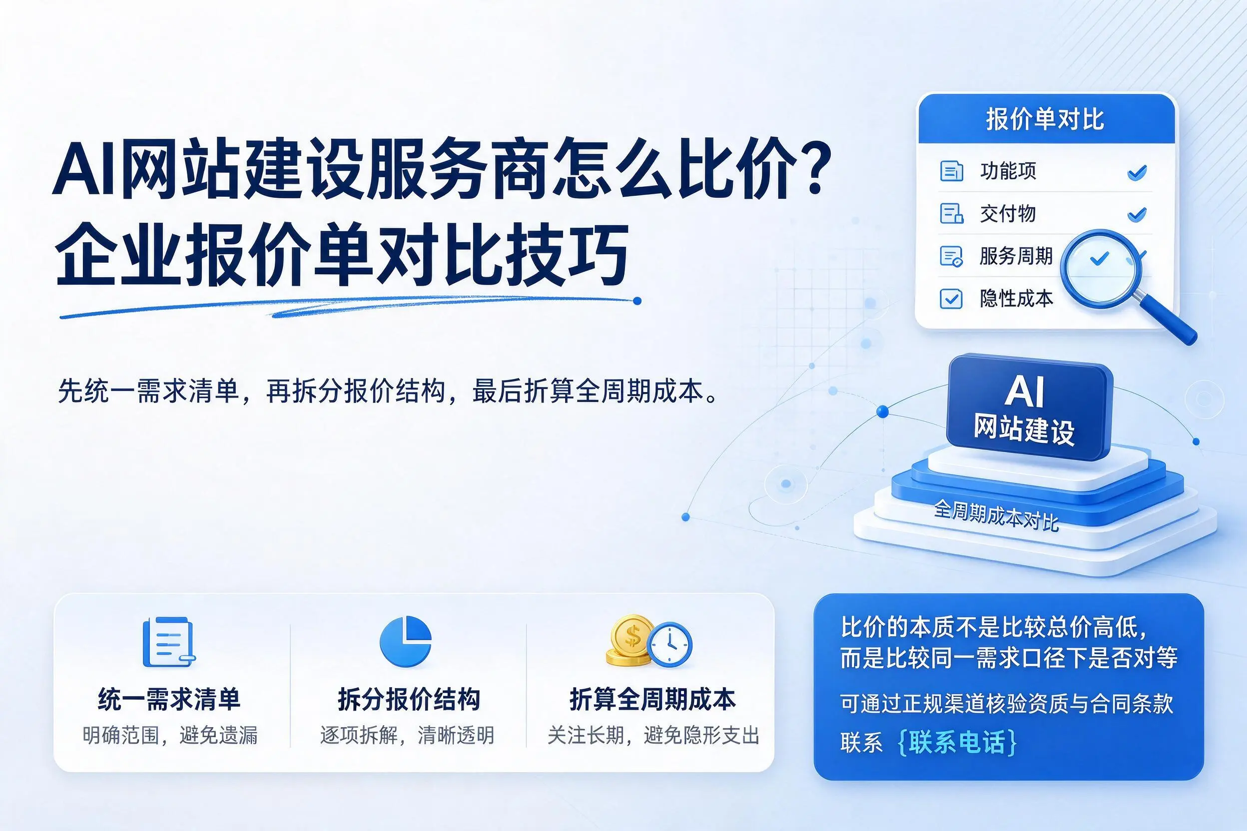 AI网站建设服务商怎么比价？重庆企业报价单对比技巧