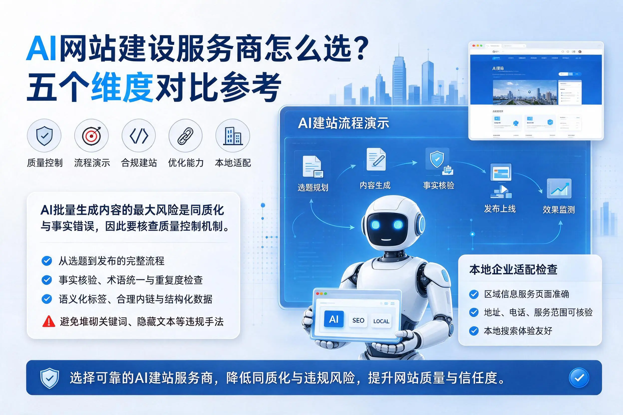 重庆AI网站建设服务商怎么选？五个维度对比参考