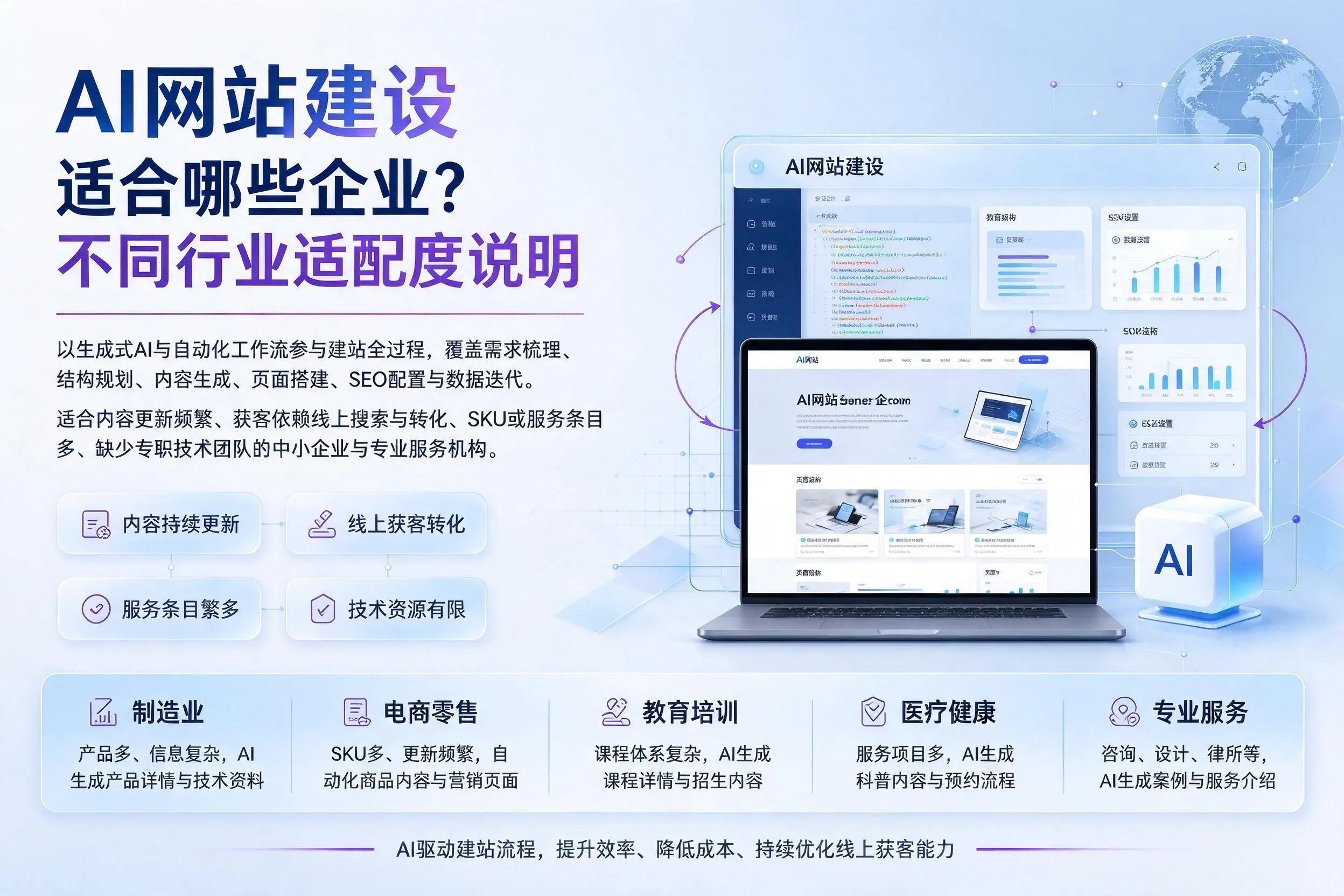 AI网站建设适合哪些企业？重庆不同行业适配度说明
